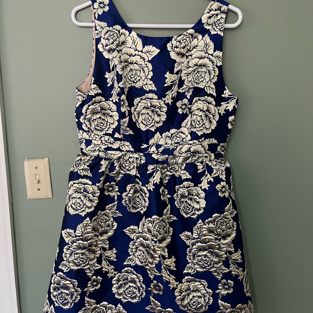 Ark & Co Navy and Cream Floral Kids Dress
